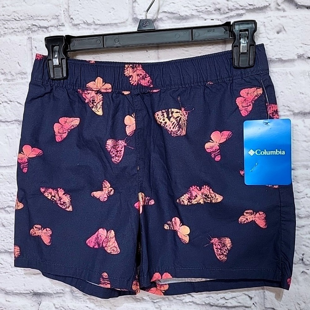 Columbia Youth M Washed Out Printed Short Navy Butterfly Print Elastic Waist NWT